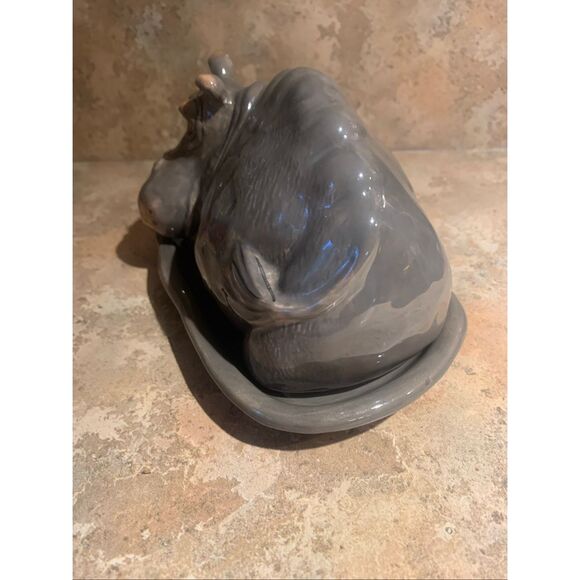 NEW Blue Sky Ceramic KITCHEN Hippo Butter Dish ART DECOR - Picture 5 of 7